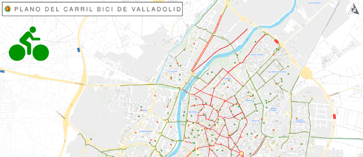 Lee más sobre el artículo Mapa de carriles bici, ciclo-calles y zonas 30 de Valladolid